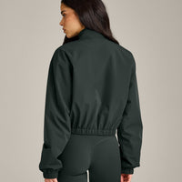 Cropped Bomber Jacket | Emerald Noir
