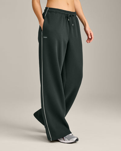 Jersey Tracksuit Straight Leg Joggers | Emerald Noir