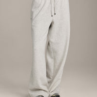 Jersey Tracksuit Straight Leg Joggers | Light Grey Marl