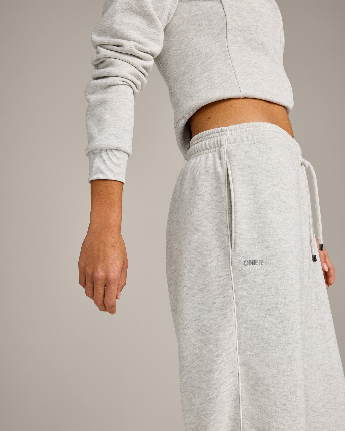 Jersey Tracksuit Straight Leg Joggers | Light Grey Marl
