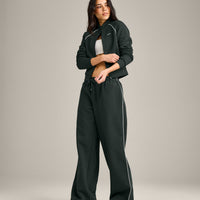 Jersey Tracksuit Zip Through Jacket | Emerald Noir