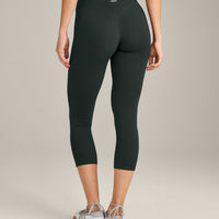 SoftMotion™ 3/4 Length Leggings with Grey Logo | Emerald Noir