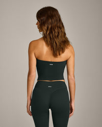 SoftMotion™ Bandeau Mid Vest with Built in Bra Shelf with Grey Logo | Emerald Noir