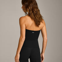 SoftMotion™ Bandeau Vest with Built in Bra Shelf with Grey Logo | Black