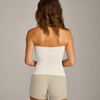 SoftMotion™ Bandeau Vest with Built in Bra Shelf with Grey Logo | Marshmallow White