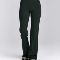 SoftMotion™ Flared Pants with Grey Logo | Emerald Noir