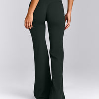 SoftMotion™ Flared Pants with Grey Logo | Emerald Noir
