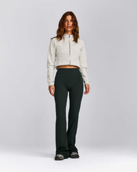 SoftMotion™ Flared Pants with Grey Logo | Emerald Noir