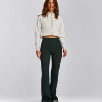 SoftMotion™ Flared Pants with Grey Logo | Emerald Noir