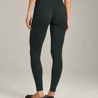 SoftMotion™ High Waisted Leggings with Grey Logo | Emerald Noir