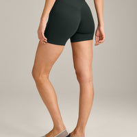 SoftMotion™ High Waisted Shorts 6" with Grey Logo | Emerald Noir