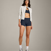 SoftMotion™ Mid Rise Shorts 4" with Grey Logo | True Blue