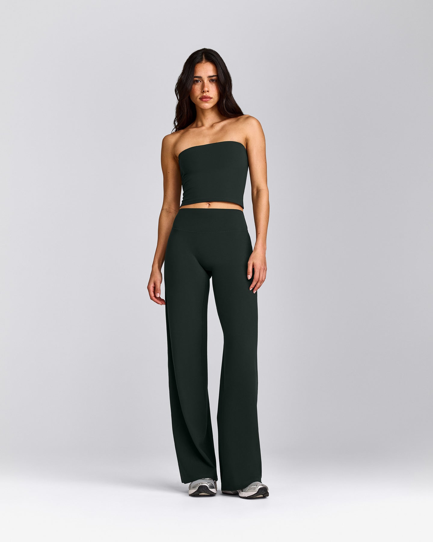 SoftMotion™ Straight Leg Pants with Grey Logo | Emerald Noir