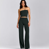 SoftMotion™ Straight Leg Pants with Grey Logo | Emerald Noir