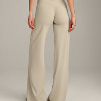 SoftMotion™ Straight Leg Bottoms with Grey Logo | Oatmeal