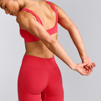 EffortlessLift™ Square Neck Sports Bra with Grey Logo | Charged Pink