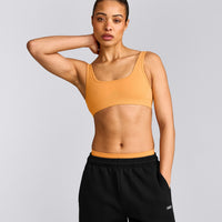 EffortlessLift™ Square Neck Sports Bra with Grey Logo | Powdered Orange