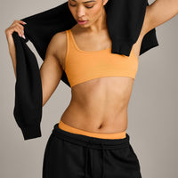 EffortlessLift™ Square Neck Sports Bra with Grey Logo | Powdered Orange
