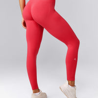 EffortlessLift™ Seamless Mid Rise Leggings with Grey Logo | Charged Pink