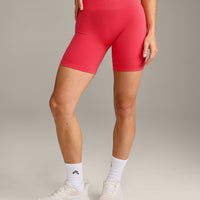 EffortlessLift™ Seamless Mid Rise Shorts with Grey Logo | Charged Pink