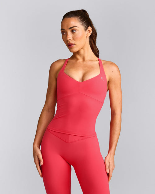 UnifiedMove™ T Back Mid Tank Top with Built in Bra Shelf | Charged Pink