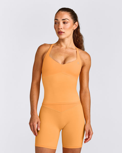 UnifiedMove™ T Back Mid Tank Top with Built in Bra Shelf | Powdered Orange