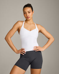 UnifiedMove™ T Back Mid Vest with Built in Bra Shelf with Reflective Logo | White
