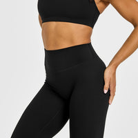 SoftMotion™ High Waisted Leggings with White Logo | Black