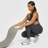 SoftMotion™ High Waisted Leggings with White Logo | Coal