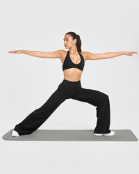 SoftMotion™ Straight Leg Bottoms with White Logo | Black