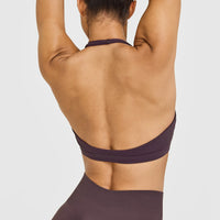 EasyLift™ Halter Bralette with White Logo | Dark Umber Brown