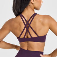 EasyLift™ High Neck Sports Bra with White Logo | Blackberry Purple
