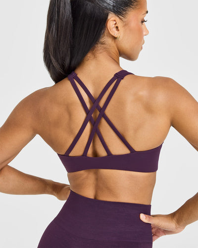 EasyLift™ High Neck Sports Bra with White Logo | Blackberry Purple