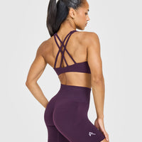 EasyLift™ High Neck Sports Bra with White Logo | Blackberry Purple