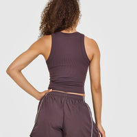 Mellow™ Rib High Neck Mid Tank Top | Umber Brown