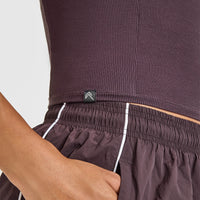 Mellow™ Rib High Neck Mid Tank Top | Umber Brown