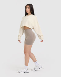 Raw Lounge Crop Sweatshirt | Off White