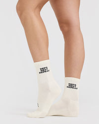 Slogan Crew Socks 5 Pack | Off White