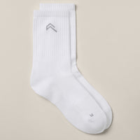 Crew Socks 3 Pack with Grey Logo | White