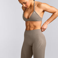 EnhanceLift™ Seamless Minimal Halter Neck Bralette with Grey Logo | Warm Minky