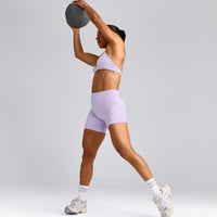 EnhanceLift™ Seamless Shorts with Grey Logo | Lavender Purple