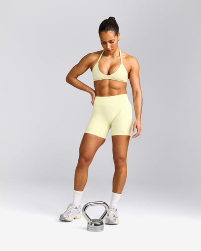 EnhanceLift™ Seamless Shorts with Grey Logo | Pastel Yellow