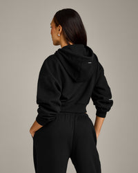 Foundations All Season Cropped Zip Through Hoodie | Black