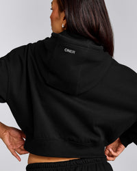 Foundations All Season Cropped Zip Up Hoodie | Black
