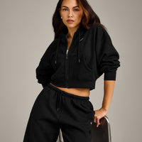 Foundations All Season Cropped Zip Through Hoodie | Black