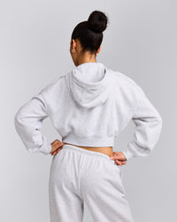 Foundations All Season Cropped Zip Up Hoodie | Grey Marl