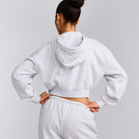 Foundations All Season Cropped Zip Up Hoodie | Grey Marl