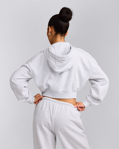 Foundations All Season Cropped Zip Up Hoodie | Grey Marl