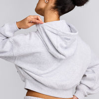 Foundations All Season Cropped Zip Up Hoodie | Grey Marl