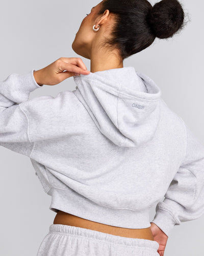 Foundations All Season Cropped Zip Up Hoodie | Grey Marl